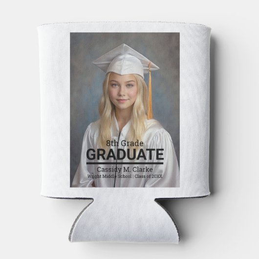 Minimalistisch aangepaste foto 8e rang Afstuderen Blikjeskoeler (Achterkant)