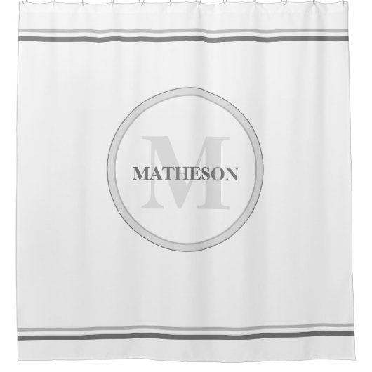 Minimalistisch aangepaste monogram voor hotel douchegordijn (Voorkant)