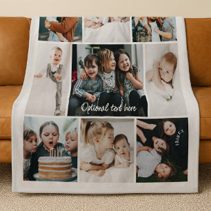 Minimalistisch aangepaste tekst 9 foto collage cad fleece deken