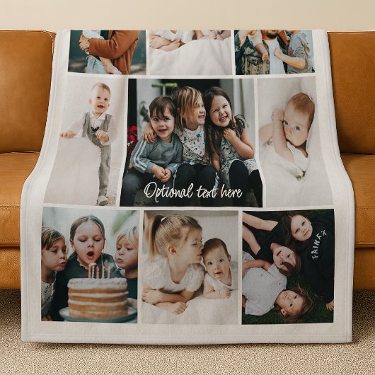 Minimalistisch aangepaste tekst 9 foto collage cad fleece deken