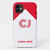 Minimalistisch aantal rode en witte gemonogde init Case-Mate iPhone case (Achterkant)