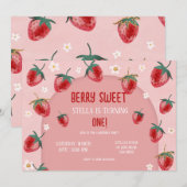 Minimalistisch aardbei Berry eerste verjaardag Kaart (Voorkant / Achterkant)