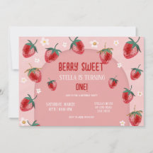 Minimalistisch aardbei Berry eerste verjaardag