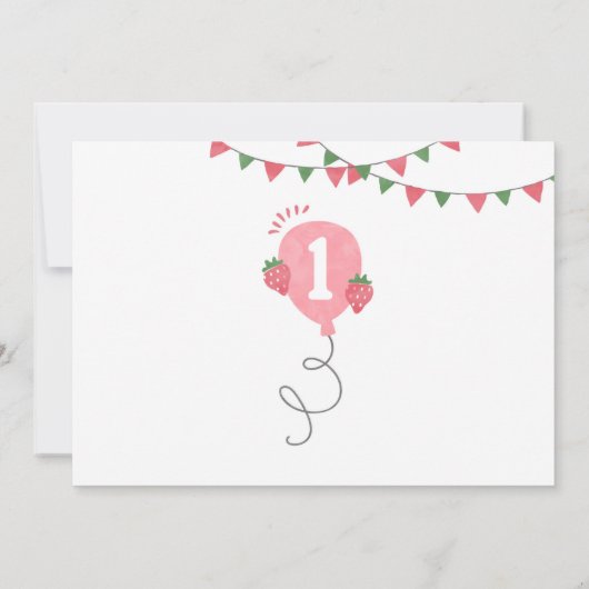 Minimalistisch aardbei Berry eerste verjaardag Kaart (Achterkant)