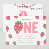 Minimalistisch aardbei Berry eerste verjaardag Kaart (Voorkant / Achterkant)