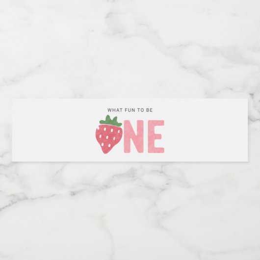 Minimalistisch aardbei Berry eerste verjaardag Waterfles Etiket (Enkel label)