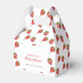 Minimalistisch aardbeien lief meisje Baby shower Bedankdoosjes (Achterkant)