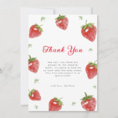 Minimalistisch aardbeienbessen lief meisje Baby sh Bedankkaart (Voorkant)