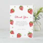 Minimalistisch aardbeienbessen lief meisje Baby sh Bedankkaart (Staand voorkant)
