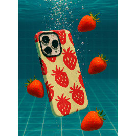 Minimalistisch aardbeienpatroon iPhone 16 pro max hoesje