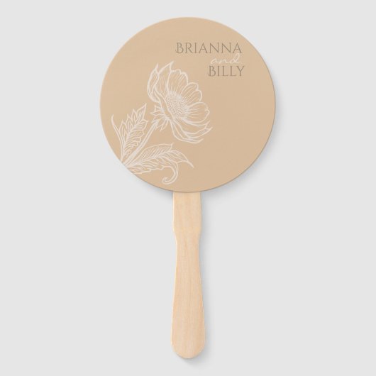 Minimalistisch aardeachtig bloemig bruiloft fan handwaaier (Achterkant)