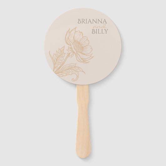 Minimalistisch aardeachtig bloemig bruiloft fan handwaaier (Voorkant)