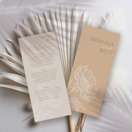 Minimalistisch aardeachtig bloemig plat menu