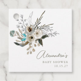 Minimalistisch aardeblauw botanisch Baby shower Bedankjes Labels