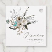 Minimalistisch aardeblauw botanisch Baby shower Bedankjes Labels (Achterkant)