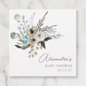 Minimalistisch aardeblauw botanisch Baby shower Bedankjes Labels (Voorkant)