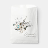 Minimalistisch aardeblauw botanisch Baby shower Bedankzakje (Voorkant)