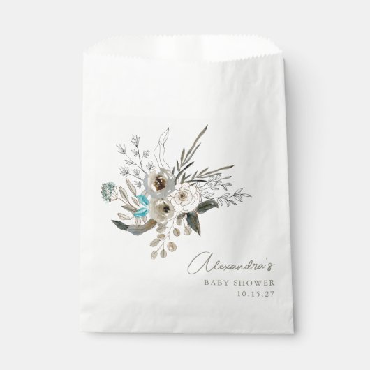 Minimalistisch aardeblauw botanisch Baby shower Bedankzakje (Voorkant)