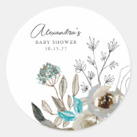 Minimalistisch aardeblauw botanisch Baby shower