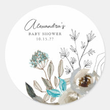 Minimalistisch aardeblauw botanisch Baby shower