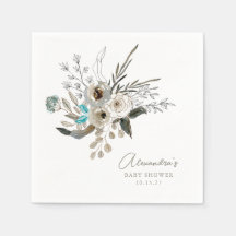 Minimalistisch aardeblauw botanisch Baby shower