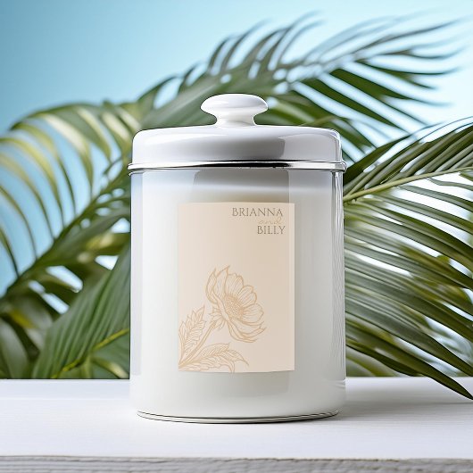 Minimalistisch aards bloemenkaarsenlabel voedselcontainer etiket