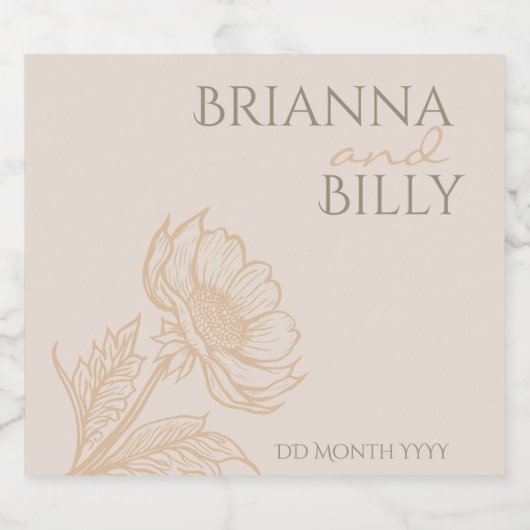 Minimalistisch aards mousserend wijnlabel sparkling wijnetiket (Enkel label)