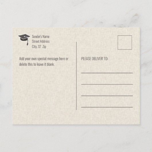 Minimalistisch aardtoon Afstuderen Briefkaart (Achterkant)