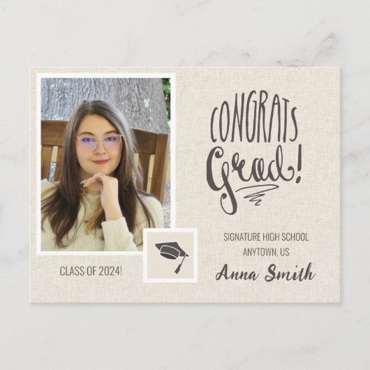 Minimalistisch aardtoon Afstuderen Briefkaart (Voorkant)