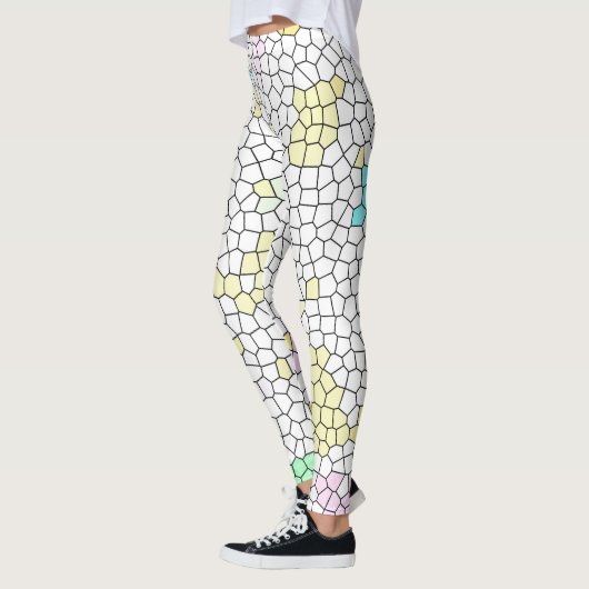 Minimalistisch Abstract Bleek kunstdekleteltextiel Leggings (Links)