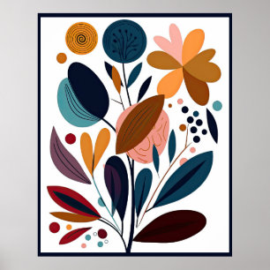 Minimalistisch Abstract Boho Floral Poster