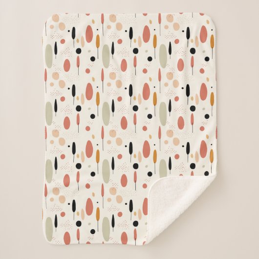 Minimalistisch Abstract Boho-patroon Sherpa Deken (Voorkant)