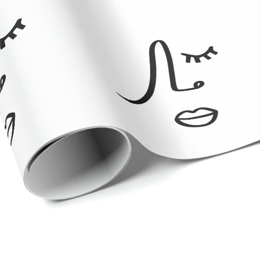 Minimalistisch Abstract gezicht modern kunstontwer Cadeaupapier (Rol Hoek)