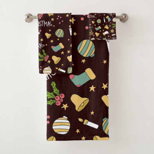 Minimalistisch Abstract kerstpatroon Bad Handdoek (Insitu)
