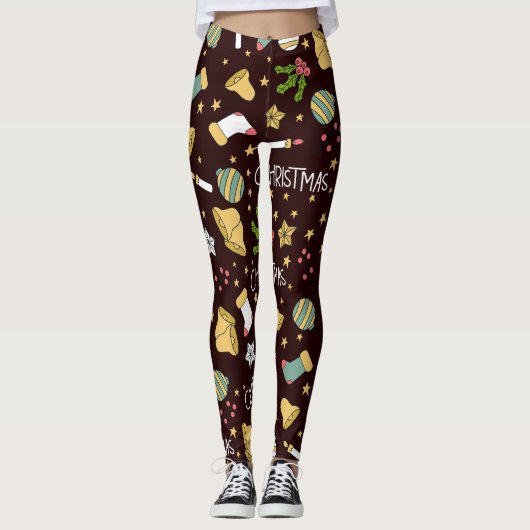 Minimalistisch Abstract kerstpatroon Leggings (Voorkant)
