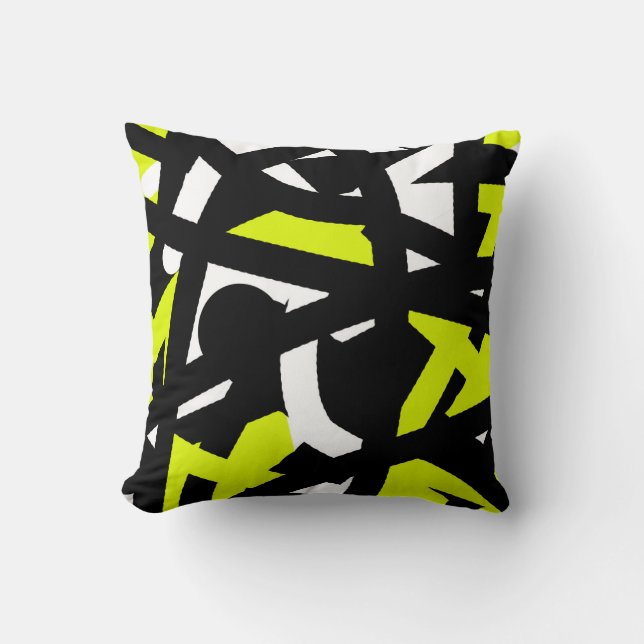 Minimalistisch Abstract kunstpatroon Zwart wit gee Kussen (Voorkant)