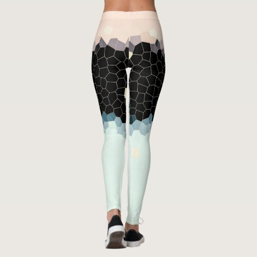 Minimalistisch Abstract kunstzwart roze Leggings (Achterkant)