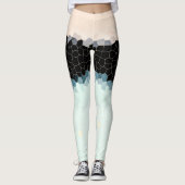 Minimalistisch Abstract kunstzwart roze Leggings (Voorkant)