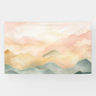 Minimalistisch Abstract Landschap in Soft Pastels. Spandoek