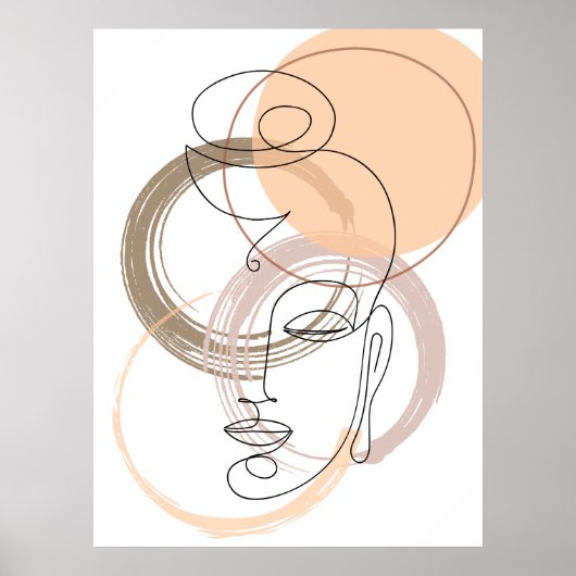 Minimalistisch Abstract lijnboedha-Poster Poster (Voorkant)