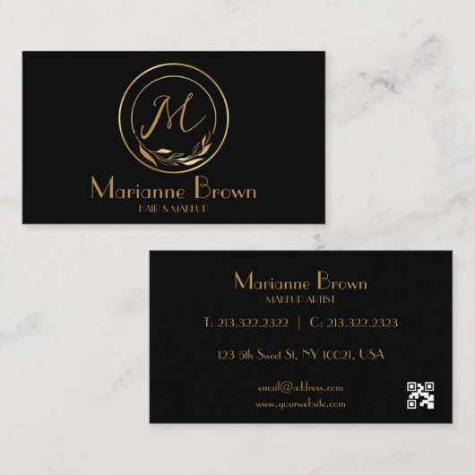 Minimalistisch Abstract modern zwart Visitekaartje (Voorkant / Achterkant)