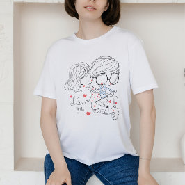 Minimalistisch Abstract paar portretlijn kunst get T-shirt