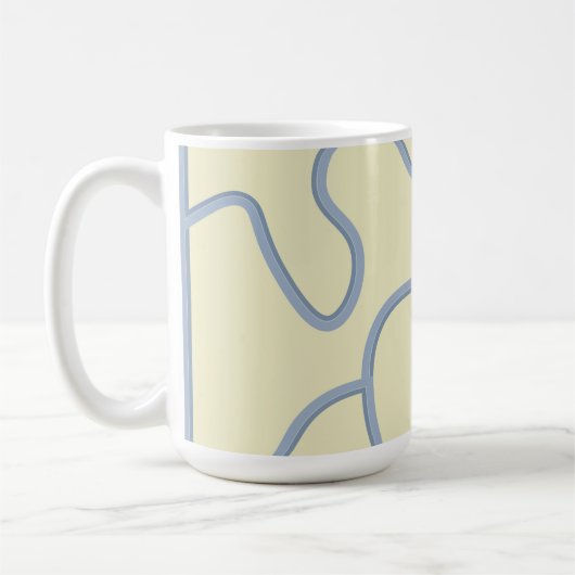 Minimalistisch abstract pastelgeel en violet koffiemok (Links)