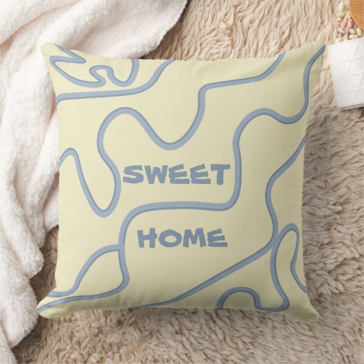 Minimalistisch abstract pastelgeel en violet kussen (Deken)