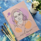 Minimalistisch Abstract Portret Aangepast Monogram Notitieboek