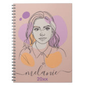 Minimalistisch Abstract Portret Aangepast Monogram Notitieboek (Voorkant)