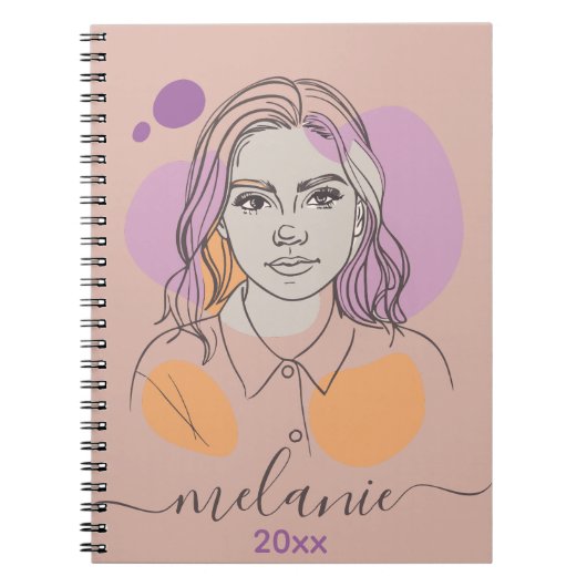Minimalistisch Abstract Portret Aangepast Monogram Notitieboek (Voorkant)