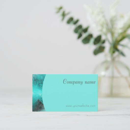 Minimalistisch abstract QR turquoise Visitekaartje (Staand voorkant)