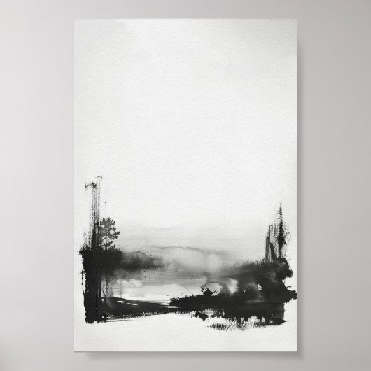 Minimalistisch Abstract schilderen in zwart-wit Poster (Voorkant)
