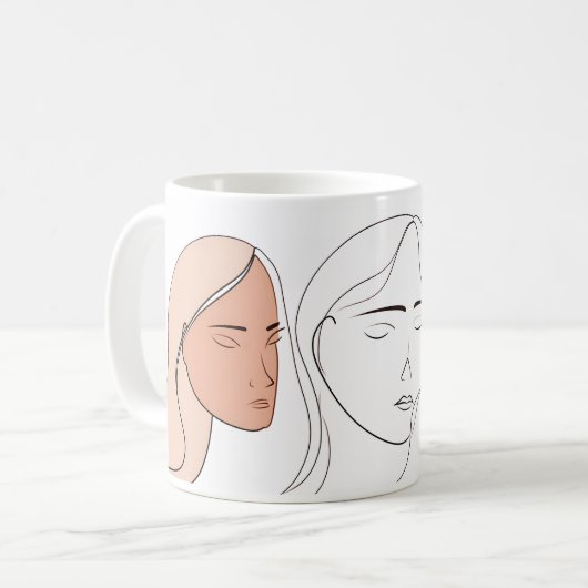 Minimalistisch Abstract van Line Art Koffiemok (Voorkant links)